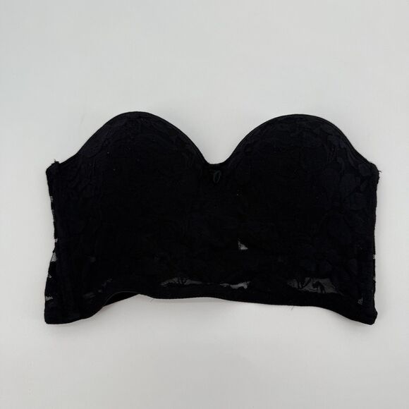 Unbranded Vintage Strapless Pushup Black Lace Bra Size 34B - Picture 1 of 9